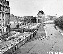 The Berlin Wall near the Brandenberg Gate one year into construction.
